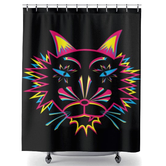 Cat Face Shower Curtains