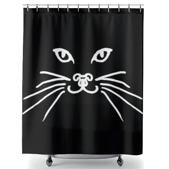 Cat face white Shower Curtains