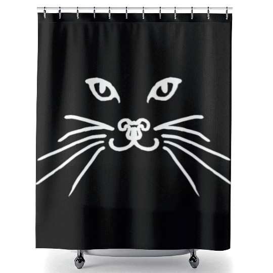 Cat face white Shower Curtains