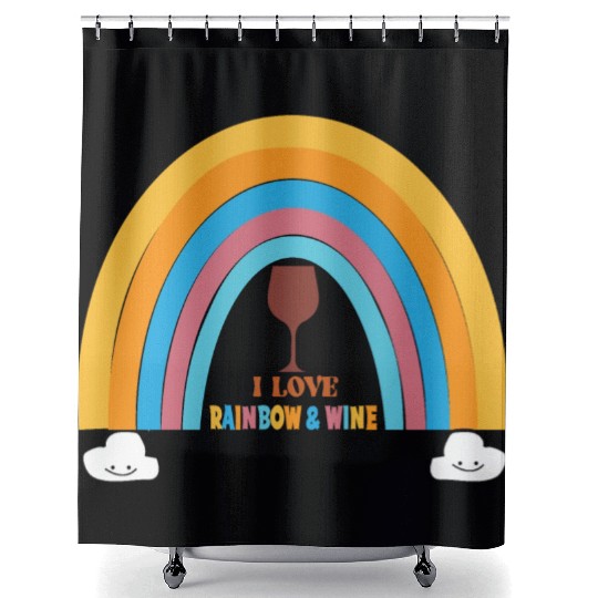 I love rainbow & wine Shower Curtains