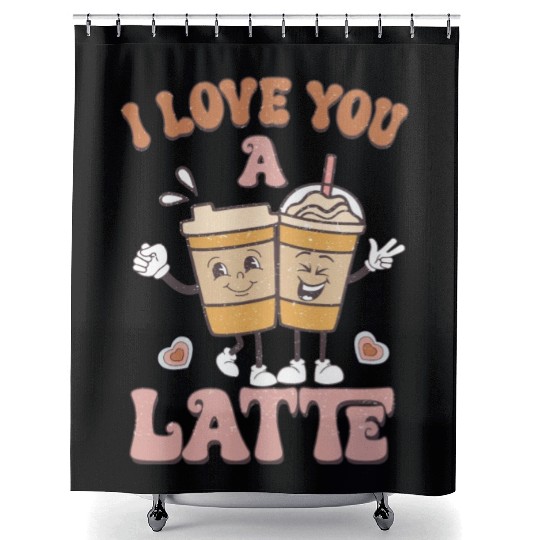 I Love You A Latte Retro Valentines Shower Curtains
