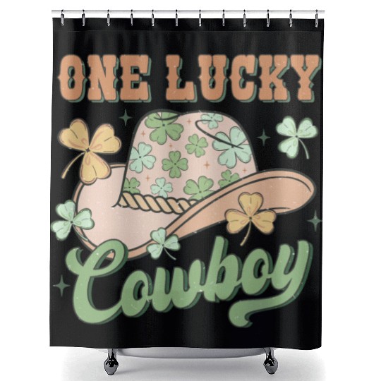One lucky cowboy St Patricks Day Shower Curtains