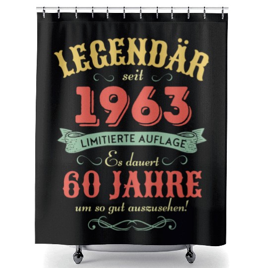 60th Birthday Vintage 1963 Shower Curtains