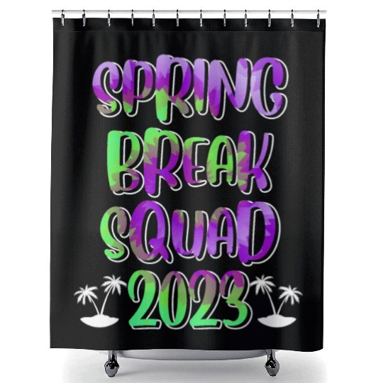 Spring Break Squad Summer Vacation Spring Break Shower Curtains
