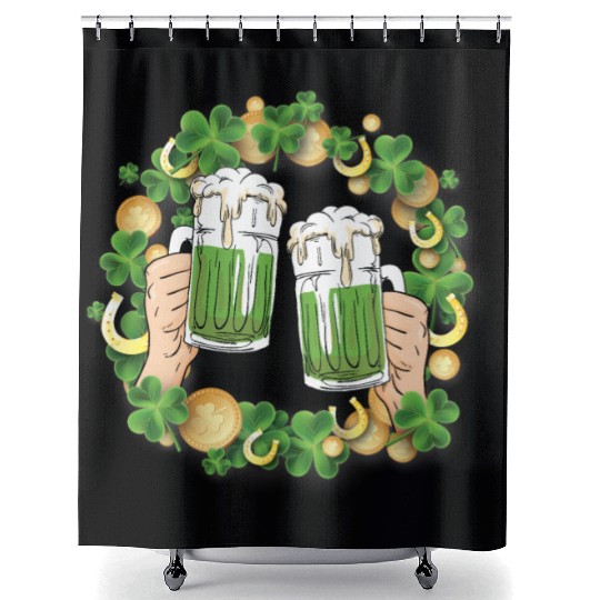 St. Patrick's Day Irish Green Beer, Wine Cups Shower Curtains