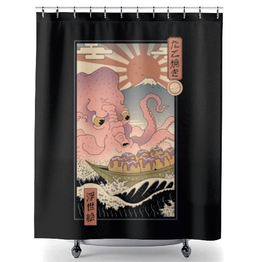 The Great Takoyaki Shower Curtains