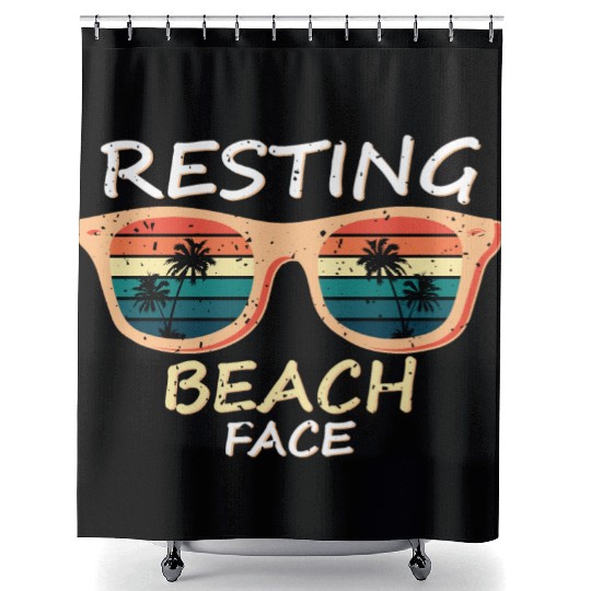 Resting Beach Face, Summer beach Shower Curtains