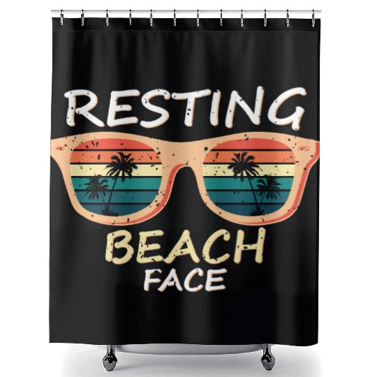 Resting Beach Face, Summer beach Shower Curtains