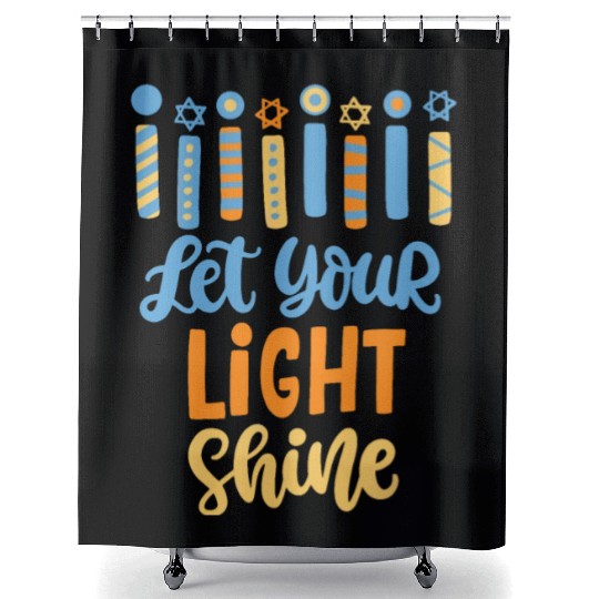 Funny Hanukkah Let Your Light Shine Menorah Adults Shower Curtains