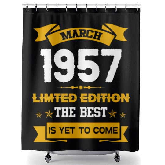 March 1957 Birthday Surprise Shower Curtains