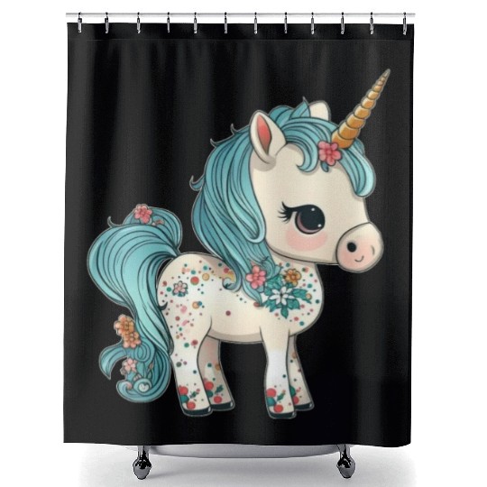 Unicorn elves mythical creatures siblings child Shower Curtains