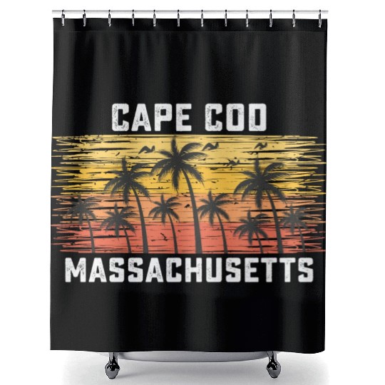 Cape Cod Massachusetts Summer Retro VIntage Shower Curtains