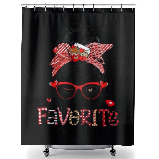 Cupid s Favorite Spanish Teacher Messy Bun Shower Curtains