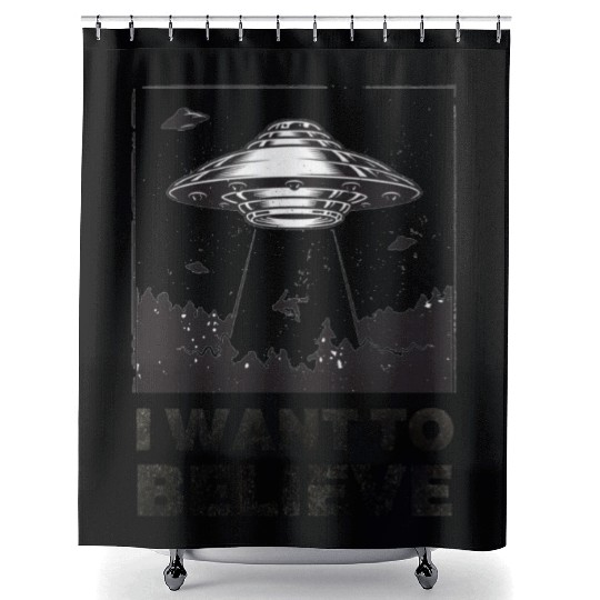 I Want To Believe Aliens UFO Area 51 Roswell Shower Curtains