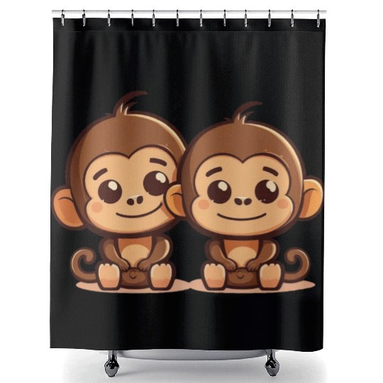 Monkeys siblings brother sister family love ape Shower Curtains