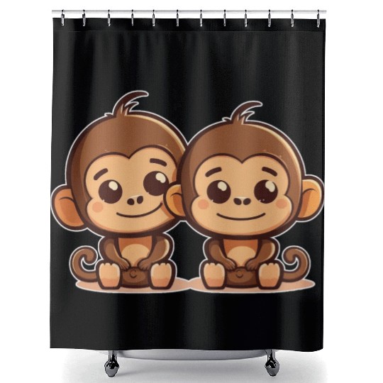 Monkeys siblings brother sister family love ape Shower Curtains