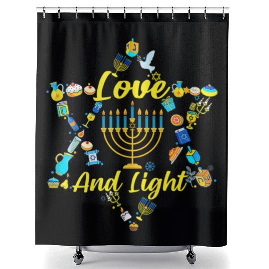 Love and Light Hanukkah Shower Curtains Jew Menorah Jewish C
