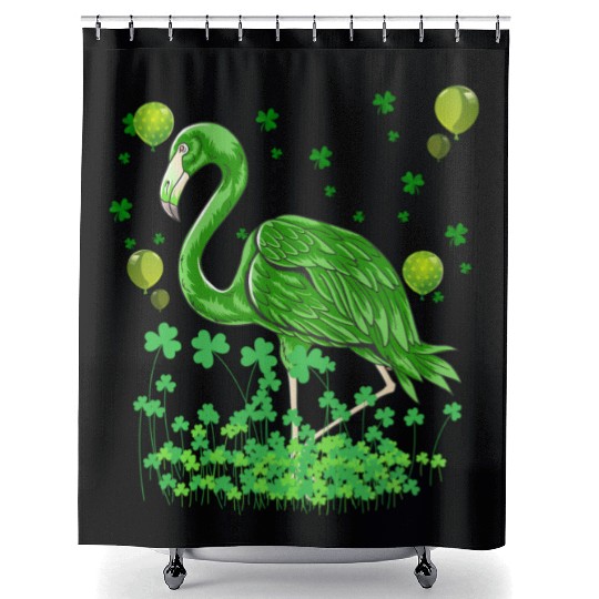 Flamingo Lovers Green Saint Patrick Shower Curtains