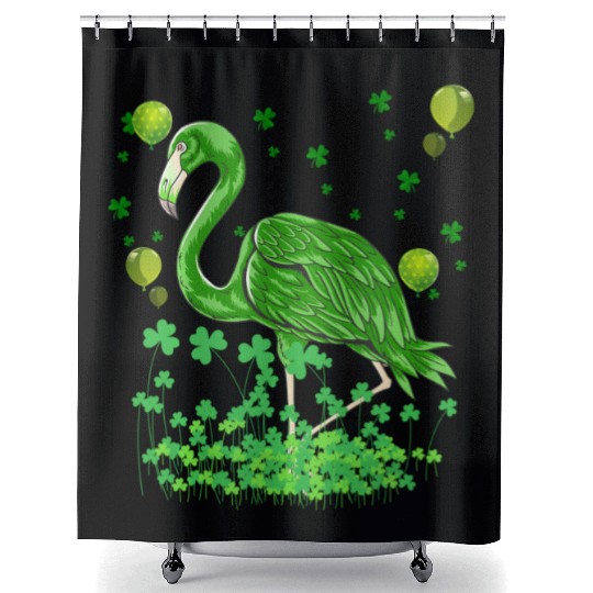 Flamingo Lovers Green Saint Patrick Shower Curtains