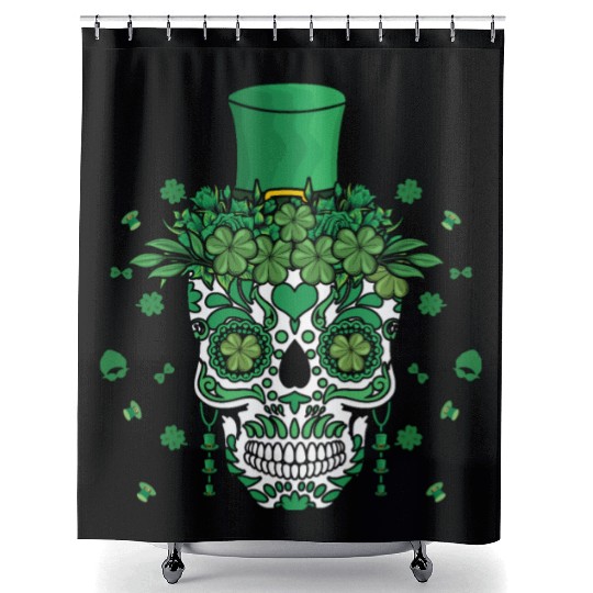 El Dia De Los Muertos St Patty's Day Irish Flower Shower Curtains
