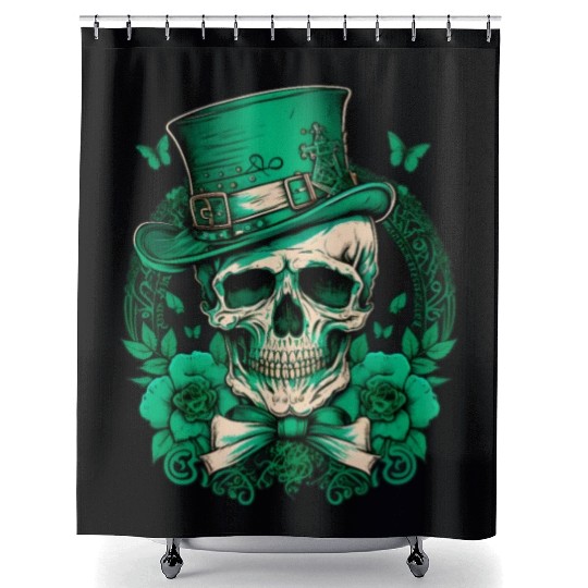 Sugar Skull Saint Patricks Day of Dead Shower Curtains
