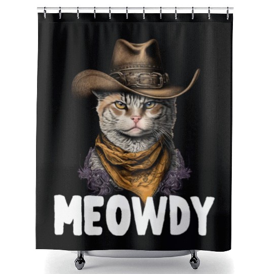 Meowdy Cat Meme Country Meow Howdy Funny Shower Curtains