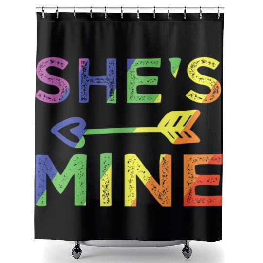 Lesbian Couple She s Mine I m Hers Matching LGBT Shower Curtains