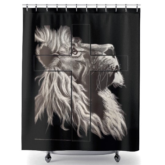 Lion Love Cross God Savior Church Christian Gift C Shower Curtains