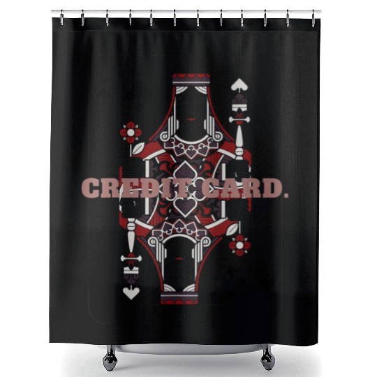 CREDIT CARD Queen of Spades Playing Card Shower Curtains