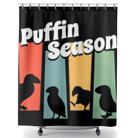 Funny Puffin Season Retro Vintage Puffin Lover Shower Curtains