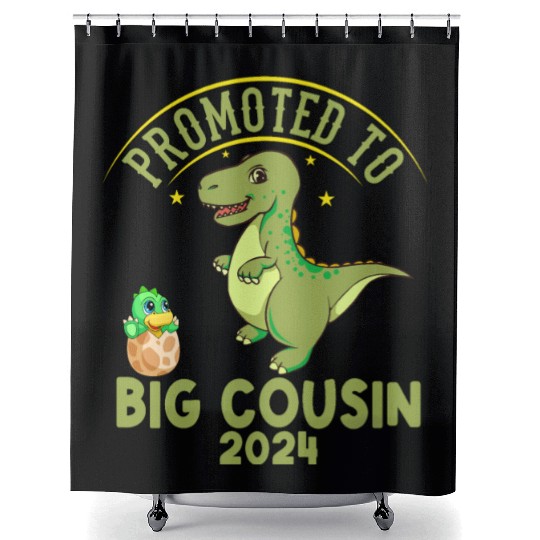 Promoted To Big Cousin Est 2024 , Funny Cousins Shower Curtains