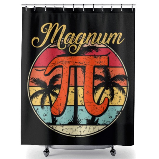 Magnum Pi Math Pi Day Retro Shower Curtains