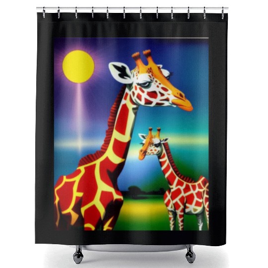 Giraffe in the spectrum of light Shower Curtains