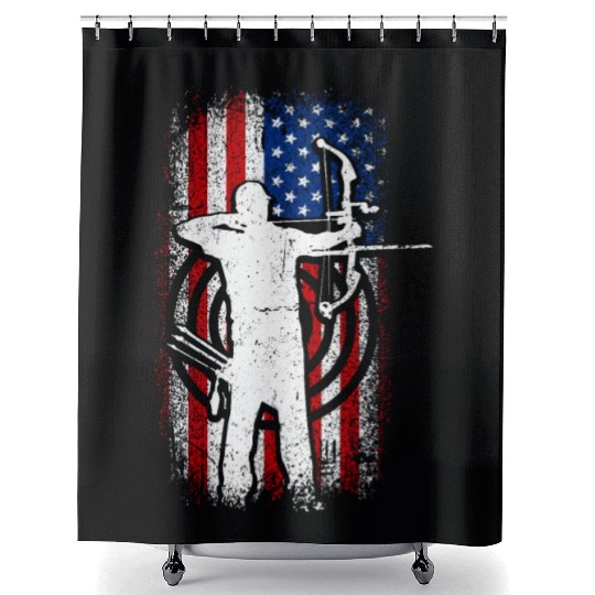 Usa Patriotic American flag 4th of July Archery Shower Curtains