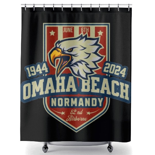 Omaha Beach Normandy D DAY 80 th anniversary Shower Curtains
