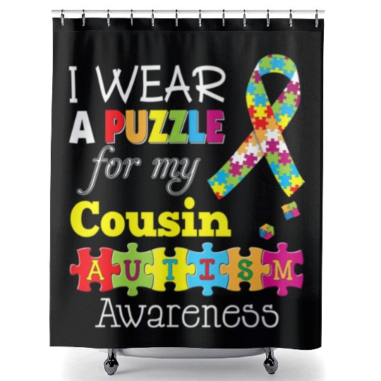 I Love My Autistic Cousin Autism Awareness Day Rai Shower Curtains