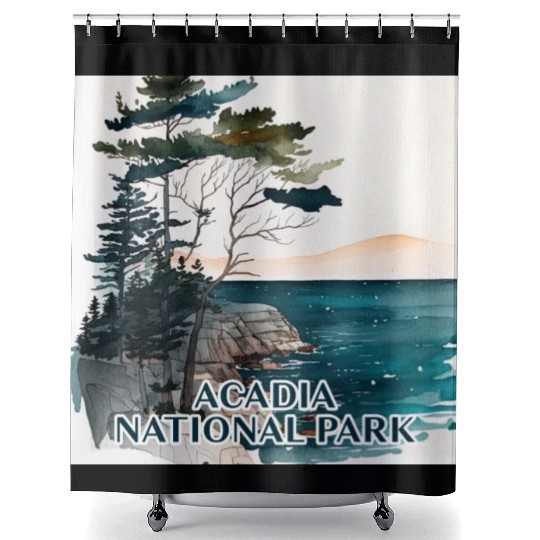 Acadia National Park Watercolor Shower Curtains