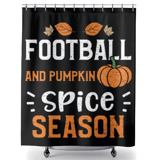Football And Pumpkin Spice Season Shower Curtains