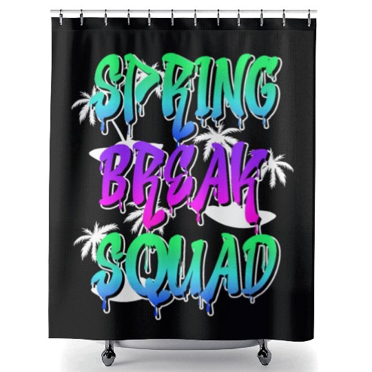 Spring Break Squad Summer Vacation Spring Break Shower Curtains