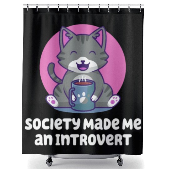 Handcrafted by Society Introvert Sayings Antisocia Shower Curtains