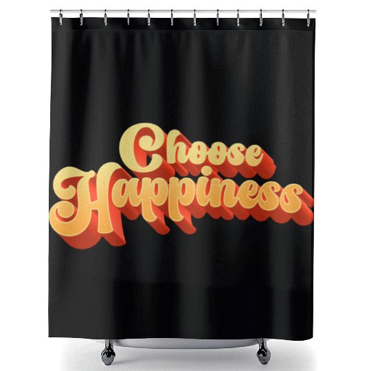Choose Happiness Typography Shower Curtains
