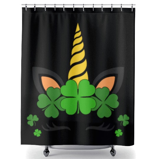 Lucky Unicorn, Magical St Patricks day, St Paddy C Shower Curtains