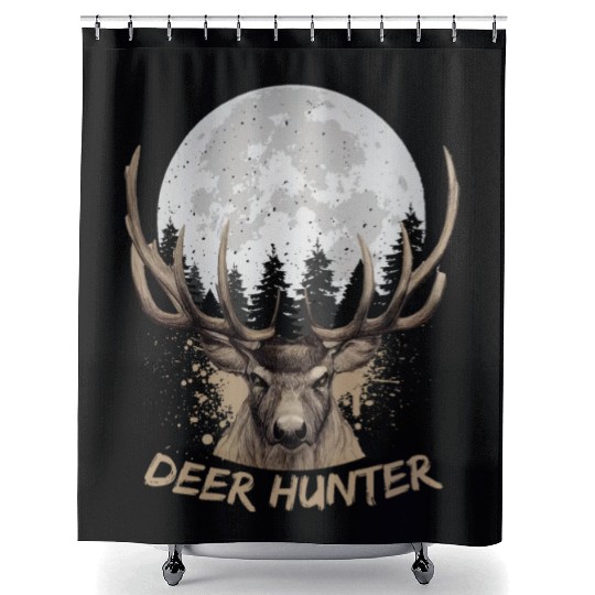 Deer Hunter Rack Hunter Full Moon Buck Hunting Shower Curtains
