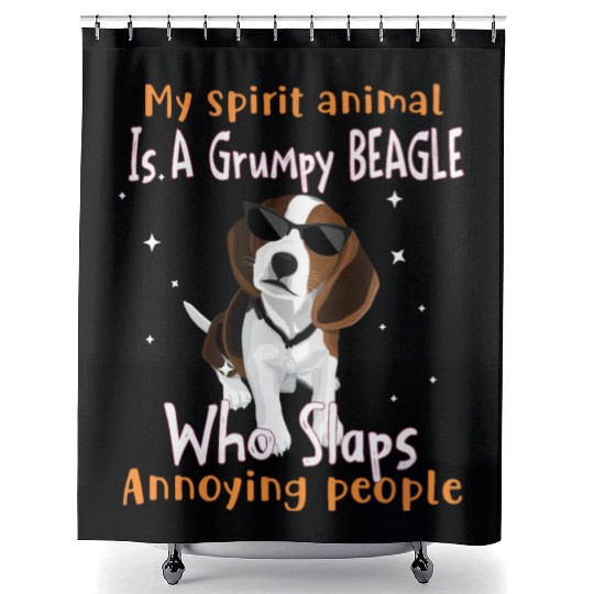 My Spirit animal Is A Grumpy Beagle Shower Curtains