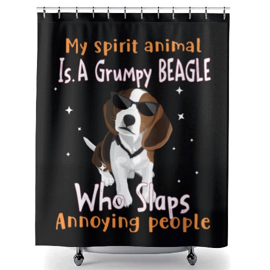 My Spirit animal Is A Grumpy Beagle Shower Curtains