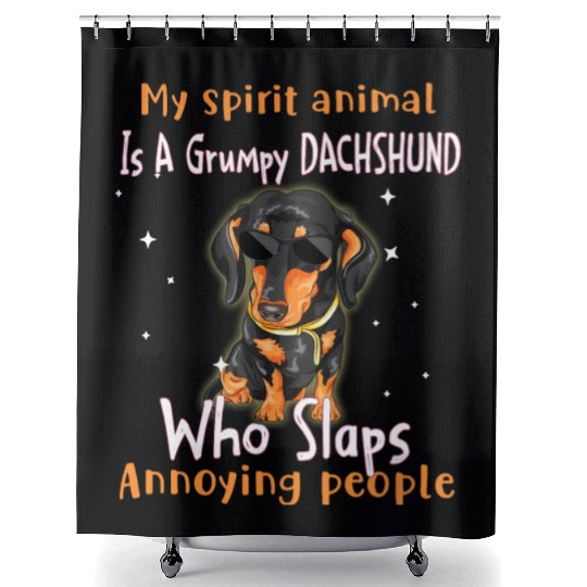 My Spirit animal Is A Grumpy Dachshund Shower Curtains