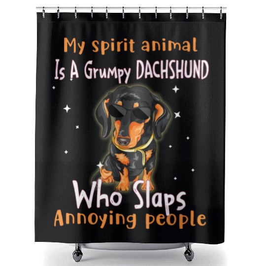 My Spirit animal Is A Grumpy Dachshund Shower Curtains