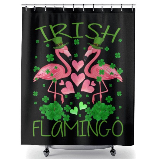 Irish Flamingo St Patrick's Day Shower Curtains