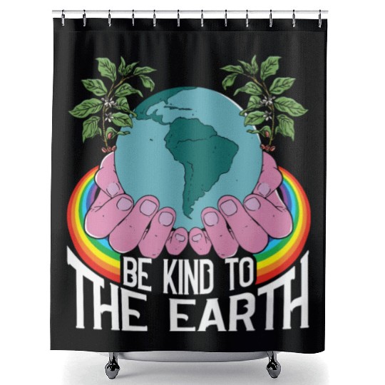 Be Kind To The Earth Rainbow Natural Environment Shower Curtains