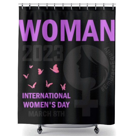 International Women's Day Embrace Equity 8 March Shower Curtains